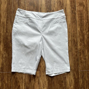 Denver Hayes Womens White Pull On Long Janet Classic Shorts Size 16